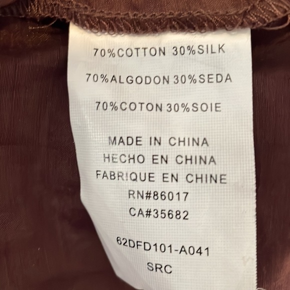 Brown BeBe semi sheer cotton/silk blouse with ruffle and tuck detail, Medium - Picture 8 of 8